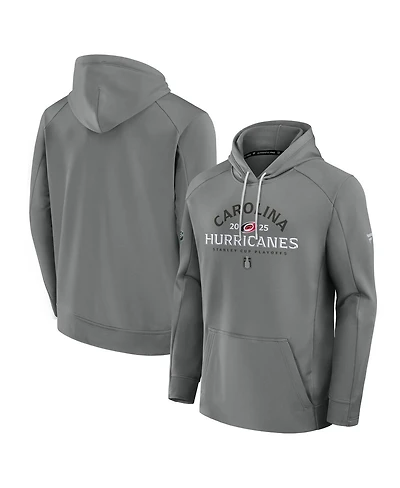 Fanatics Men's Gray Carolina Hurricanes 2025 Stanley Cup Playoffs Authentic Pro Rink Fly Fleece Pullover Hoodie