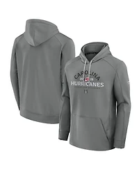 Fanatics Men's Gray Carolina Hurricanes 2025 Stanley Cup Playoffs Authentic Pro Rink Fly Fleece Pullover Hoodie