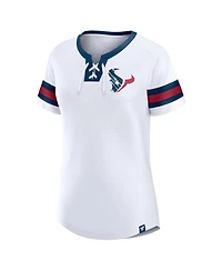 Fanatics Women's White Houston Texans Sunday Best Lace-Up T-Shirt