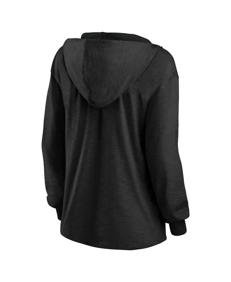 Fanatics Women's Cleveland Browns Blackout Slub Hoodie V-Neck Long Sleeve T-Shirt
