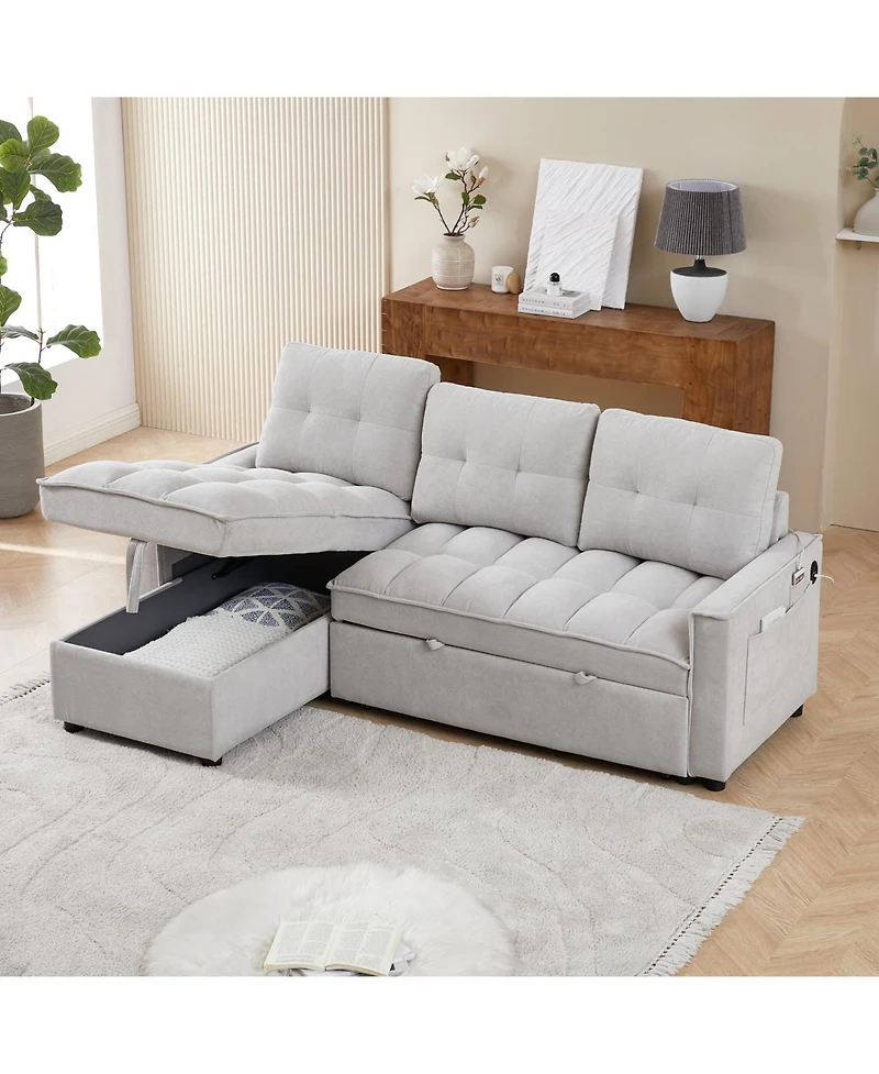 Streamdale Furniture Mh 78.75" Reclining Pull-Out Sectional Sofa