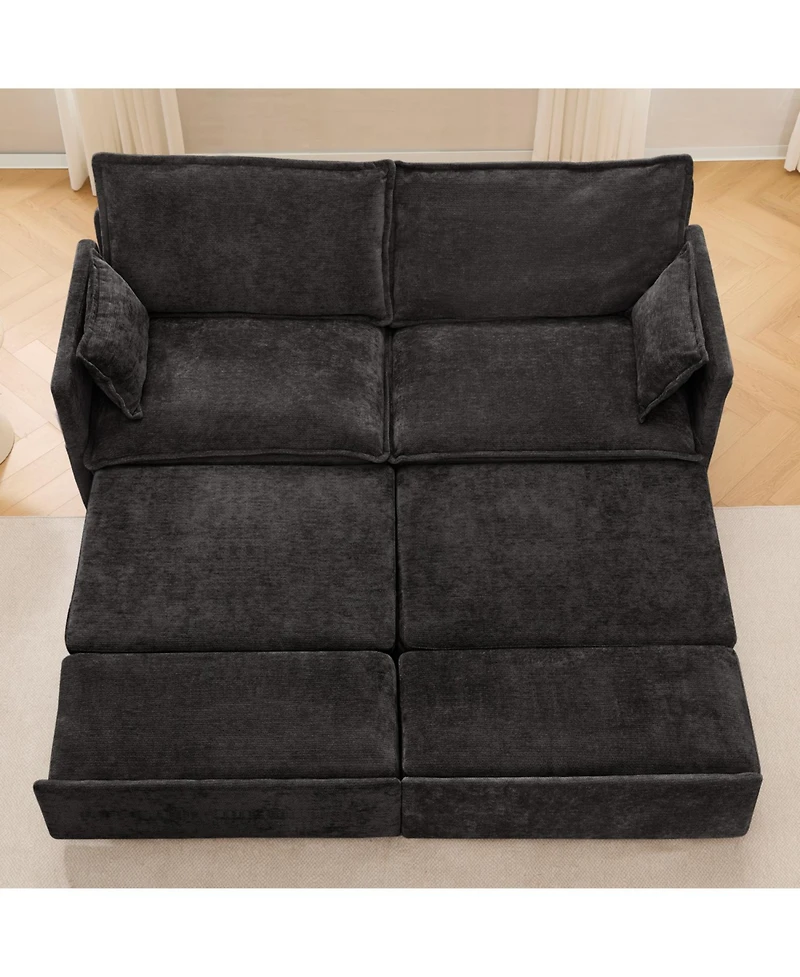 Streamdale Furniture 73.6" Pull Out Sofa Bed Chenille Sleeper Couch w/ Storage & Usb
