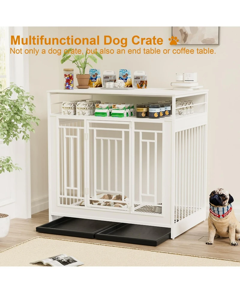 Streamdale Furniture 43" Dog Crate Furniture with Storage White