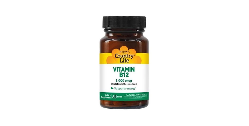 Country Life Vitamin B-12 Tr, 1000 Mcg, 60 Tabs