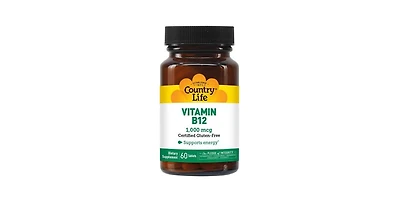 Country Life Vitamin B-12 Tr, 1000 Mcg, 60 Tabs