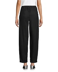 Lands' End Women's Linen High Rise Pleated Barrel Leg Ankle Pants