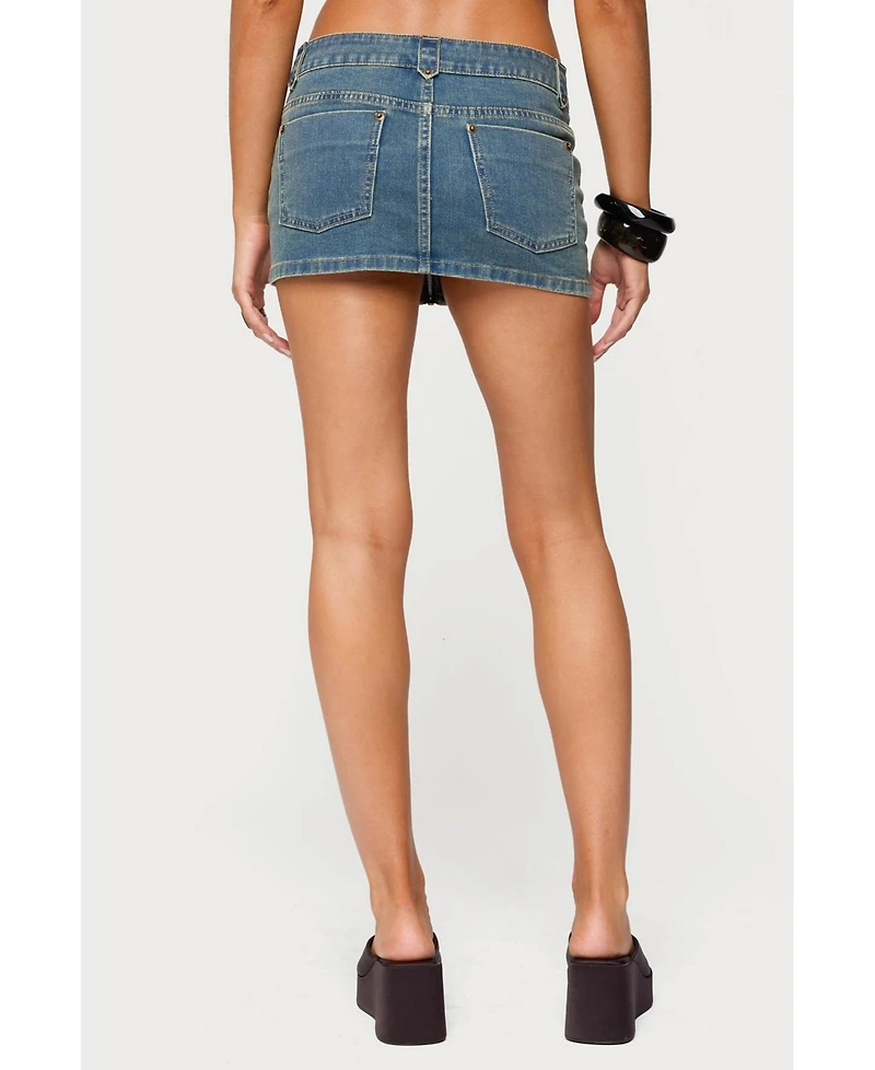 Edikted Women's Ronan Zip Up Denim Mini Skort