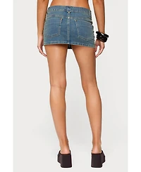 Edikted Women's Ronan Zip Up Denim Mini Skort