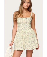 Edikted Womens Sadee Ruched Floral Mini Dress
