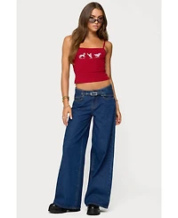 Edikted Women's Edie Belt Detail Low Rise Jeans