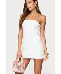Edikted Women's Textured Flowers Strapless Mini Dress