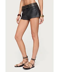 Edikted Women's Kaylan Grommet Faux Leather Shorts