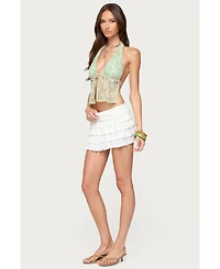 Edikted Women's Lace Split Front Backless Top