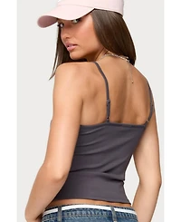 Edikted Womens 10 Floral Lacey Patch Tank Top