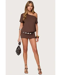 Edikted Womens Dorie Off Shoulder Cut Out Mini Dress