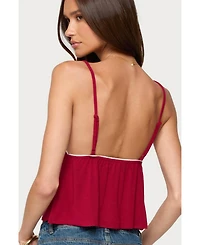 Edikted Womens Kellyn Button Contrast Babydoll Top