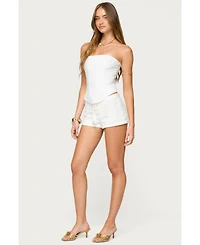 Edikted Women's Trisha Tassle Eyelet Shorts