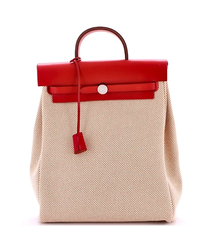 Pre-Owned Hermes Herbag A Dos Zip Backpack Toile and Leather