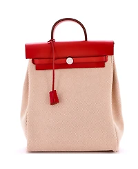 Pre-Owned Hermes Herbag A Dos Zip Backpack Toile and Leather