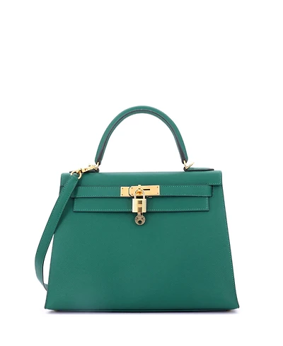 Pre-Owned Hermes Kelly 28 Handbag Green Epsom with Gold Hardware