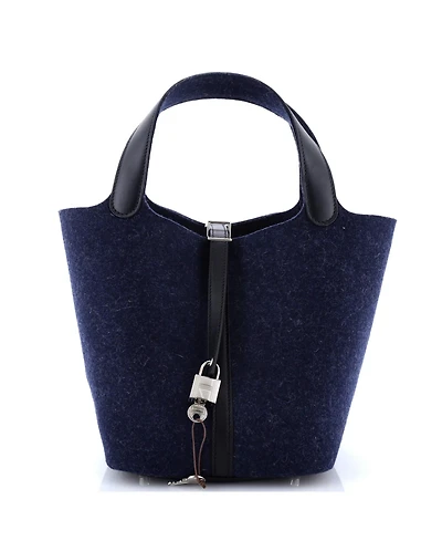 Pre-Owned Hermes Mm Picotin Lock Bag Felt with Leather
