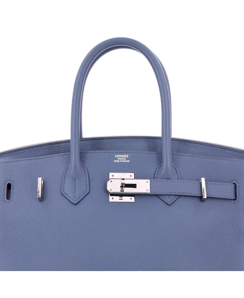 Pre-Owned Hermes Birkin Handbag Blue Togo with Palladium Hardware