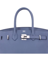Pre-Owned Hermes Birkin Handbag Blue Togo with Palladium Hardware