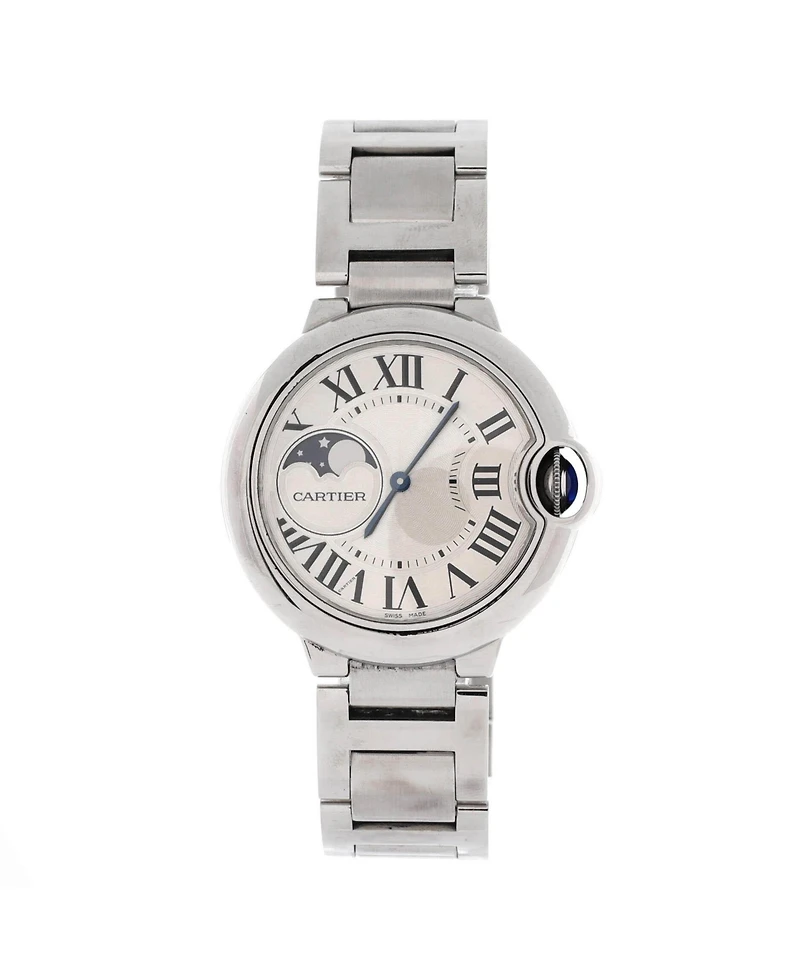 Pre-Owned Cartier Ballon Bleu de Cartier Moonphase Automatic Watch in Stainless Steel 37mm