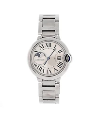 Pre-Owned Cartier Ballon Bleu de Cartier Moonphase Automatic Watch in Stainless Steel 37mm