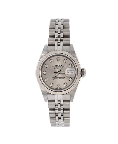 Pre-Owned Rolex Oyster Perpetual Datejust Automatic Watch in Stainless Steel and White Gold with Diamond Markers 26mm
