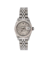Pre-Owned Rolex Oyster Perpetual Datejust Automatic Watch in Stainless Steel and White Gold with Diamond Markers 26mm