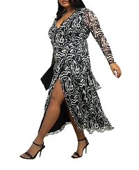 Fashion-szn Curve Women's Monochrome Print Midaxi Dress