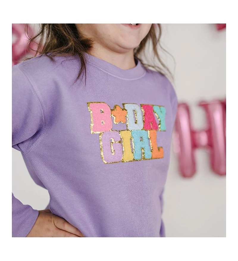 Sweet Wink Little and Big Girls Birthday Girl Patch Sweatshirt