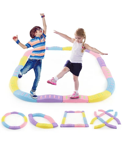 Gymax Balance Beams for Kids w/ Non-slip Textured Surface Bottom Pad Multicolor
