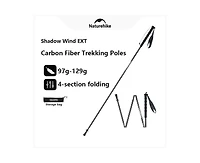 Naturehike 1pc 3K Carbon Fiber Trekking Pole-Ultra Lightweight Foldable for Trail Running,Quick 3-Second Setup,4-Section Design with Carry Bag