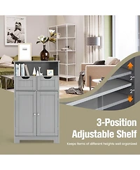 Wooden Bathroom Side Cabinet with 2 Drawers and 2 Doors for Extra Storage