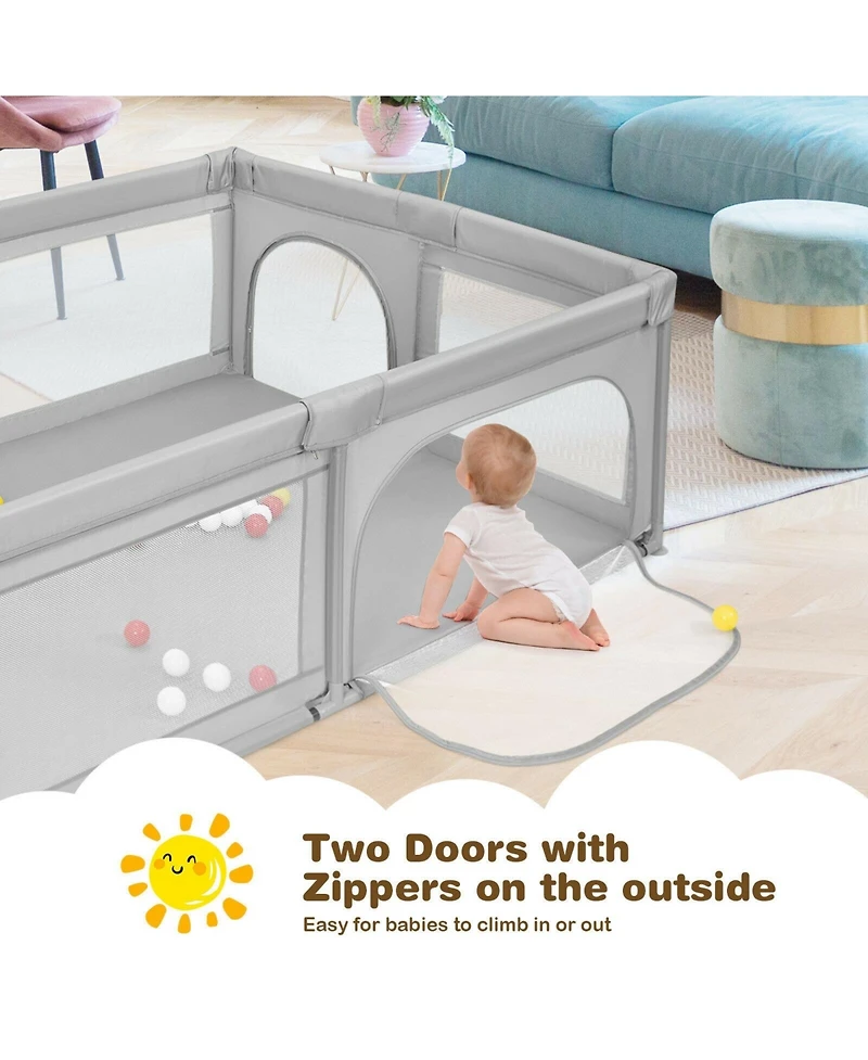 Slickblue Extra-Large Baby Playpen with Safety Fence and 50 Colorful Ocean Balls