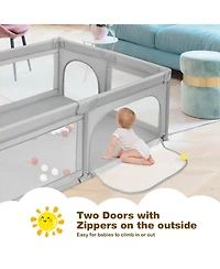 Slickblue Extra-Large Baby Playpen with Safety Fence and 50 Colorful Ocean Balls