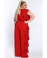 Celebrations by Sydney's Closet Women's Crepe Ruffle Jumpsuit