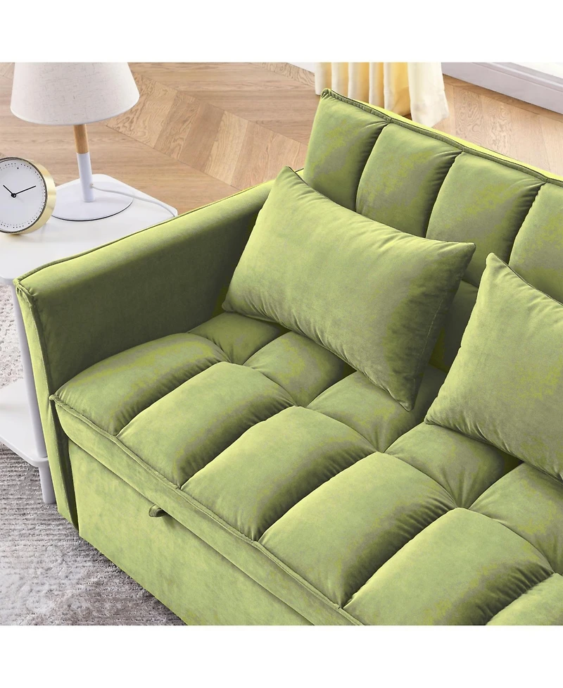 Streamdale Furniture Velvet Green 54" Sleeper Sofa with Adjustable Back