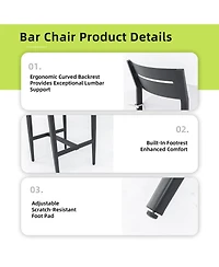 Streamdale Furniture Modern Outdoor Bar Stools - Ember Black Sunbrella Cushion