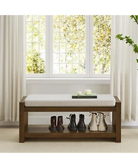 Streamdale Furniture 40" Beige Bench with Shoe Rack & Removable Cushion