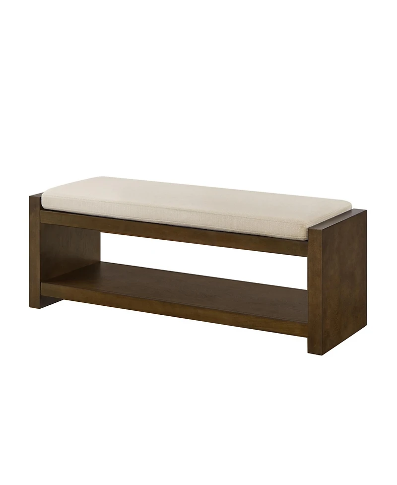 Streamdale Furniture 47" Accent Bench with Shoe Rack Padded Seating Removable Cushion