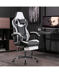 Streamdale Furniture Gaming Chair with Footrest Ergonomic High Back Black/White