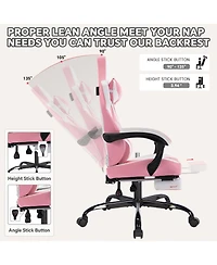 Streamdale Furniture Pink Gaming Chair with Footrest Ergonomic High Back