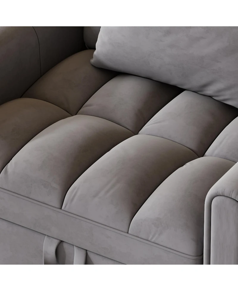 Streamdale Furniture 38.2" Foldable Velvet Sofa Bed - Dark Gray