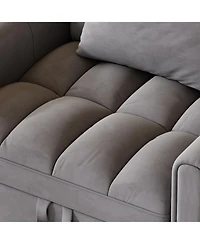 Streamdale Furniture 38.2" Foldable Velvet Sofa Bed - Dark Gray