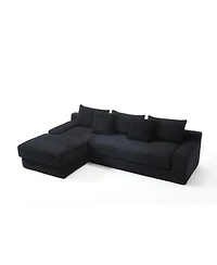 Streamdale Furniture L-Shaped Corduroy Sectional Sofa Bed - Black
