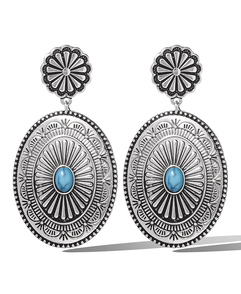 Jessica Simpson Western Round Concho Drop Earrings