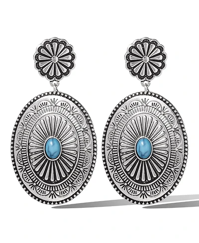 Jessica Simpson Western Round Concho Drop Earrings
